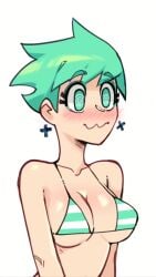 animated aqua_hair bikini dance gerph green_hair green_lipstick mint_(skarp_world) sad_cat_dance short_hair skarp_world sound teal_hair tomboy turquoise_eyes very_short_hair video