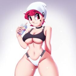 1girls animated ass ass_shake big_ass big_butt breasts butt cameltoe cleavage collar facial_mark female female_only huge_ass huge_butt large_breasts music original panties pink_eyes pink_hair saymanart sound standing underboob video vinyl_(saymanart) white_panties wide_hips