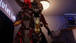 anthro black_fur black_markings blazen420 canid canine fox fur furry furry_only grey_fur light_belly male_only red_fur red_markings rexouium tagme twitter url vr_media vrchat