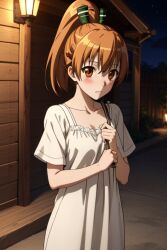 ai_generated akame_ga_kill! blush brown_hair nightgown seryu_ubiquitous