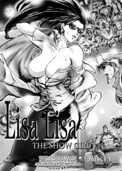 1girls battle_tendency big_breasts breasts breasts_exposed comic comic_cover elizabeth_joestar exposed_breasts glasses hamon_user jojo's_bizarre_adventure jojo_no_kimyou_na_bouken joseph_joestar kars konkitto lisa_lisa milf shounen_jump stripping sunglasses tinted_eyewear topless_female vampire