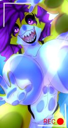 absurd_res anthro big_breasts breasts camera digital_media_(artwork) female fish hair hi_res kyume_shark_(character) mammal marine multicolored_body purple_eyes purple_hair shark smile solo two_tone_body water white_body yellow_body zynda_ae_(artist)