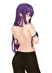 1girls ass doki_doki_literature_club female female_only kamisato_yuu light-skinned_female light_skin purple_hair sideboob solo straight_hair tagme yuri_(doki_doki_literature_club)