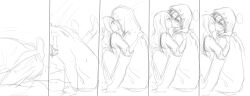 1boy angels_of_death blush female issac_foster kissing rachel_gardner satsuriku_no_tenshi sketch straight