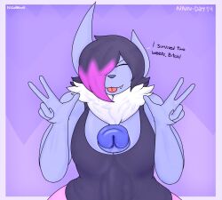 1futa abby_(nicolaowo) absol anthro autopaizuri autopaizuri_under_clothes big_breasts big_penis breasts casual_autopaizuri furry futa_only futanari huge_cock nicolaowo no_nut_november penis pokémon_(species) pokemon pokemon_(species) solo