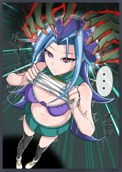 black_socks blue_hair brainwashing censored female kamishiro_rio oekakukomi red_eyes rio_kamishiro skirt socks thigh_socks thighhighs underwear yu-gi-oh! yu-gi-oh!_zexal