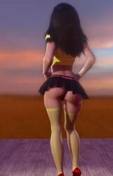 1girls 3d animated black_hair blue_eyes looking_at_viewer miniskirt redapple2 shorter_than_30_seconds solo tagme the_klub_17 thighs tk17 vertical_video video yellow_thighhighs