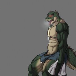 <3_eyes 1:1 absurd_res ahe_gao alligator alligatorid alligatorid_humanoid animal_genitalia animal_humanoid animal_penis anthro ass athletic barazoku big_butt big_pecs blush blush_lines bodily_fluids boxer_briefs boxer_briefs_only boxers_(clothing) breath bulge clothed clothing clothing_aside crocodile crocodilian crocodilian_humanoid crocodylid cum cum_drip cum_dripping_from_penis cum_in_clothing cum_through_clothing cum_through_pants detailed_bulge dripping equine_penis erect_nipples fog genital_fluids genital_outline genitals green_body grey_background half-closed_eyes half-erect heart hi_res horn humanoid jewelry leaking_precum looking_at_viewer looking_pleasured male male/male muscular muscular_anthro narrowed_eyes nipples pecs penis piercing precum precum_drip reptile reptile_humanoid saliva saliva_on_tongue saliva_string scalie scalie_humanoid shirtless simple_background solo solo_focus standing tail teeth_showing tongue tongue_out topless towel underwear underwear_aside vein veiny_penis wet wet_clothing yellow_eyes