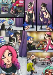 agent_3_(splatoon) callie_(splatoon) comic crop_top headphones inkling inkling_boy inkling_girl kinkymation light-skinned_female lingerie long_hair male_new_agent_3_(splatoon) new_agent_3_(splatoon) octarian_tattoo octoling octoling_girl splatoon splatoon_(series) splatoon_2 splatoon_2:_octo_canyon tattoo tentacle_hair thighhighs thighs