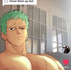 bara_tiddies bara_tits boob breast_focus cover_them_up_slut gruutz male male_focus male_only man_boobs man_tits meme muscular_male one_piece roronoa_zoro shounen_jump topless