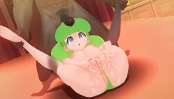 1boy 1girls big_breasts big_nipples breasts dark-skinned_male ess_(puyo_puyo_tetris) green_hair loluncc nipples penis pussy puyo_puyo puyo_puyo_tetris