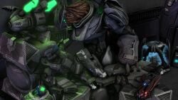 1boy 1boy1girl 1girls alien animated armor bent_over halo_(series) helmet hunter_(halo) larger_male no_sound odst sex video white-crow