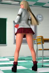 1girls 3d ass athletic athletic_female bangs bare_legs blonde_hair blue_eyes bubble_ass bubble_butt emilie_de_rochefort female female_focus female_only full_body going_commando legs long_hair long_legs pussy rear_view ruidx school_uniform schoolgirl skirt solo standing tall tall_female tall_girl tekken thighs vagina wide_hips