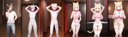 ai_generated ass_expansion before_and_after blonde_hair breast_expansion breasts cat_ears cat_girl catgirl collar corruption crop_top female gender_transformation genderswap genderswap_(mtf) glowing_eyes hair_growth identity_death lingerie midriff mind_control mm_tfs nai_diffusion navel rule_63 sequence shorts stable_diffusion transformation transformation_sequence wide_hips