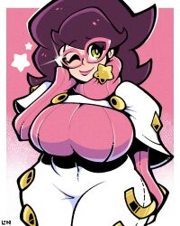 bbw big_breasts chubby game_freak glasses green_eyes legendofnerd lipstick makeup milf nintendo pokemon pokemon_sm thick voluptuous wicke_(pokemon) wink