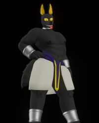 3d 3d_(artwork) anthro anxiousanxiety balls bracelet collar egyptian furry furry_ears gay genital hasani_(anxiousanxiety) hi_res jackal loincloth male male_only penis pose posing solo tagme tail tongue tongue_out yellow_eyes