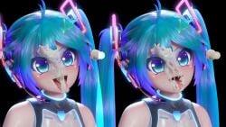 1girls 3d animated blue_eyes blue_hair cum hatsune_miku leek mantis_x microphone mp4 shorter_than_30_seconds sound tagme video vocaloid