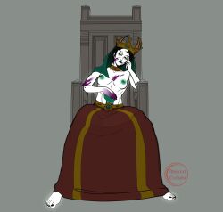 blood breasts crown dress glowing hole_in_stomach homestuck horns kanaya_maryam ms_paint_adventures soldierexclipse tagme throne topless troll vampire