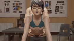 1boy 1girls 3d brooke_scott clothes_lift doggy_style doggy_style_position glasses jomo_nsfw life_is_strange looking_pleasured sex small_breasts unseen_male_face