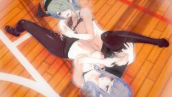 3d 69 bernhardlescat bra breasts catfight cleavage danganronpa danganronpa_2:_goodbye_despair danganronpa_v3 exposed_breasts female_only fingering fingering_partner fingering_pussy koikatsu large_breasts open_clothes panties pekoyama_peko pussy straight_hair super_danganronpa_2 tights torn_clothes toujou_kirumi