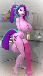 1futa 3d anthro aria_blaze dickgirl ear_piercing futa_only futanari horsecock my_little_pony piercing purple purple_eyes purple_green_hair shower solo tagme unnero1