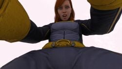 1girls 3d barbara_gordon batgirl batgirl_(gotham_knights) batman_(series) clothed dc dc_comics female female_only fully_clothed gotham_knights pov pov_crotch skoobrya solo tease