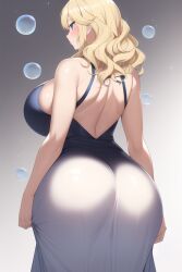 1girls ai_generated ass ass_in_dress back_view big_ass big_breasts big_butt blonde_female blonde_hair breasts bubble_ass bubble_butt dress milf nai_diffusion original original_character slim_waist stable_diffusion voluptuous voluptuous_female wide_hips