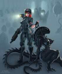 alien alien_(franchise) alien_girl alien_vs_predator anthro athletic_female better_version_at_source black_body claws collar crossover curvy_anthro curvy_female curvy_figure duo eleonore erect_nipples female female_xenomorph human humanoid large_head leash lips mammal nipples predator_(franchise) solo space_station_13 submissive submissive_female thick_lips thick_thighs xenomorph xianetta