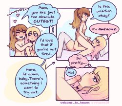 <3 1futa 1girls artist_name blonde_hair blush brown_hair choker color_coded_speech_bubble comic cuddling english_dialogue english_text functionally_nude functionally_nude_female futanari gradient_hair hugging imminent_oral intersex licking licking_penis light-skinned_female light-skinned_futanari light_skin long_hair medium_breasts nude oral oral_sex penis penis_lick ponytail small_breasts speech_bubble text thighhighs thought_bubble uncensored welcome_to_heaven