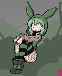 alternate_species clothed clothing female fishnet_legwear fishnets jek_korpen nintendo pokémon_(species) pokemon solo tagme trubbish