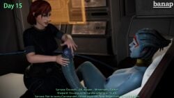 1futa 1girls 3d alien alien_humanoid asari banap big_penis blender blender_(software) blue_skin breasts comic commander_shepard dialogue english english_dialogue english_text female femshep fingering freckles futa_on_female futa_urethral_insertion futanari huge_cock human interspecies mass_effect nipples no_nut_november nude nude_futanari penis precum red_hair samara self_upload sounding tagme text urethral_fingering urethral_insertion