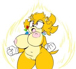 1girls 4chan danon deceiveranon female female_focus female_only nude nude_female red_eyes sonic_(series) sonic_the_hedgehog_(series) sthg super_saiyan super_sonic tagme yellow_body yellow_fur