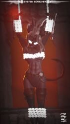 3d 3d_(artwork) bangs bedroom_eyes belly belly_button belt belt_buckle biting_lip blender blender_(software) boots booty_shorts breasts castle chained chains covered_breasts covered_nipples demon demon_girl demon_horns demon_tail female female_focus female_only gauntlets glowing_eyes gray_body helltaker horns judgement_(helltaker) long_hair looking_at_viewer medium_breasts muscles muscular muscular_female ponytail raised_eyebrow restrained restrained_arms restrained_legs restraints self_upload signature smile smirk smirking smirking_at_viewer squished_breasts stomach stone_wall systemsearcher text thighhighs wet wet_body wet_skin white_eyes white_hair window