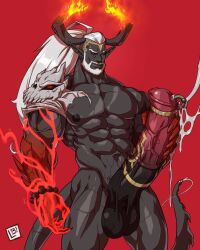 1male boner demon erection huge_cock lupin_barnabi male male_focus male_only muscular muscular_male nude penis_piercing solo solo_male