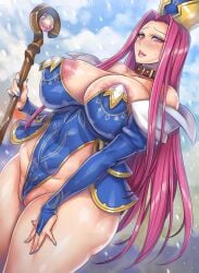 1girls areola_slip barely_contained blush busty collar curvy female female_only horny huge_ass huge_breasts momofuki_rio overflowing_breasts painted_nails queen_valda seiken_densetsu_3 skimpy slutty_outfit tagme top_heavy venus_body voluptuous