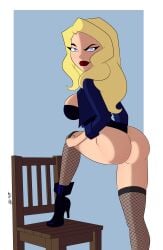 1girls big_breasts black_canary blonde_hair blue_eyes bunbunmuffinart dc dc_comics dcau dinah_lance eyelashes female female_focus female_only fishnet_legwear fishnet_stockings green_arrow_(series) justice_league justice_league_unlimited light-skinned_female light_skin long_hair looking_at_viewer mature mature_female red_lips superheroine