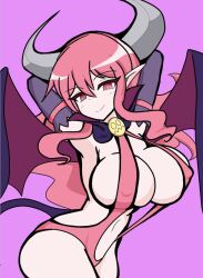 alternate_version_available breasts cleavage demon_girl demon_horns demon_tail demon_wings disgaea large_breasts nipple_bulge nippon_ichi_software skimpy_clothes succubus succubus_(disgaea) thighs watako_kkac