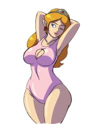 1girls armpits arms_behind_head axel-rosered big_ass big_breasts bimbo blonde_hair blue_eyes breasts busty cleavage cleavage_cutout clothing_cutout covered_navel female female_only large_ass large_breasts legs lipstick long_hair makeup nintendo one-piece_swimsuit one_eye_closed pointy_ears pose princess princess_zelda sensual sexy_armpits smile solo swimsuit the_legend_of_zelda the_legend_of_zelda_(cartoon) thick_thighs thighs zelda_(cartoon)