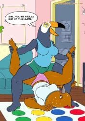 anthro bird game grinding netflix panties playing_games thick_thighs tribadism tribadism_through_clothing tuca_and_bertie twister ultrahyper warner_brothers yuri