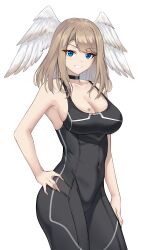 1girls absurd_res armpits ass bare_arms bare_shoulders big_ass big_breasts black_bodysuit black_legwear blue_eyes bodysuit breast_tattoo breasts brown_hair choker cleavage confident crimecrime curvy curvy_female curvy_figure eunie_(xenoblade) female female_only hand_on_hip highres hourglass_figure inframammary_clothing_crease large_breasts legwear light_brown_hair long_hair navel nintendo pose posing sideboob simple_background slim slim_waist smile smug smug_smile tank_top thick_thighs thighs voluptuous wide_hips wings xenoblade_(series) xenoblade_chronicles_3