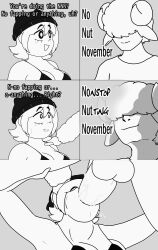 animated anthro balls big_butt big_penis bulle_(bullelewds) bullelewds cat_ears comic english english_text female horns meme nonstop_nut_november oral oral_penetration oral_sex ram_horns satyr throat_bulge throat_fuck trashcat