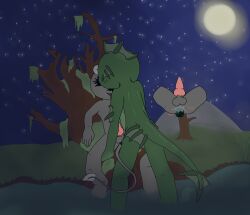 2boys against_surface against_wall anal big_dom_small_sub canine_penis creature dark devil_(lustdevil) full_moon furry gills grass green_skin grey_skin holding holding_partner horns lustdevil monster moon moonlight night night_sky original_character plant sex smile smiling smiling_at_partner spread_legs standing standing_in_water standing_sex stars swamp tail teratophilia tree water yaoi