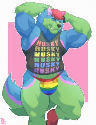 animal_humanoid anthro bara barazoku bulge canine flaccid furry humanoid husky jockstrap male male_only muscles muscular shirt solo solo_male tylerstark