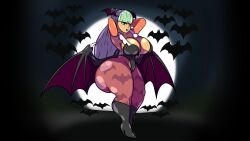 big_ass big_breasts big_butt bubble_butt capcom clothing darkstalkers green_eyes green_hair grey_lips high_heel_boots high_heels huge_ass huge_butt large_breasts looking_at_viewer morrigan_aensland mrpr1993 smile smiling smiling_at_viewer succubus thick_thighs