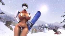 1girls big_breasts bikini breasts haydee haydee_(game) micro_bikini robot robot_girl rodler-h8 snow solo solo_female tagme thick_thighs