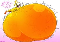 2girls animatronic big_belly blahblah866 chicken fat female five_nights_at_freddy's five_nights_at_freddy's_2 inflation lumina_(spicyjessabi) morbidly_obese_female multiple_girls obese obese_female robot same_size_vore spicyjessabi toy_chica_(fnaf) vore yellow_skin