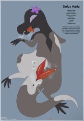 accessory animal_genitalia anus bodily_fluids colored cum cuntboy cuntboy_sans_balls digital_drawing_(artwork) digital_media_(artwork) diphallia diphallism disability dulca_maria_(demon_ascended) erection feral flower generation_7_pokemon genital_fluids genitals herm hermaphrodite hi_res intersex lying male maleherm missing_arm mottled multi_genitalia multi_penis nintendo nude on_back open_mouth penis piebald plant pokemon pokemon_(species) pussy reptile salandit scalie signature simple_background smile solo tail text tongue video_games vitiligo white_body