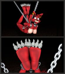 3d 3d_(artwork) bondage bound chains claws dirty feet female five_nights_at_freddy's foot_fetish foxy_(fnaf) hawkvally paws rule_63 slave solo solo_female toes video_games