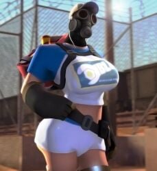 1girls 3d ass breasts busty female fempyro gas_mask pyro pyro_(team_fortress_2) rodler-h8 solo solo_female tagme team_fortress_2