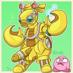 absurd_res anthro balls bedroom_eyes big_balls big_penis duo genitals heavy_lobster hi_res humanoid hydraulics kirby kirby_(series) machine male male/male narrowed_eyes nintendo penis pknicky robot robot_humanoid seductive shocked slightly_chubby thick_thighs video_games